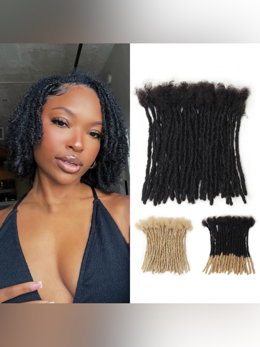 HUMAN HAIR- NWT gaoleif 8” Loc Extensions 20 Strands 1B Black Dreadlocks